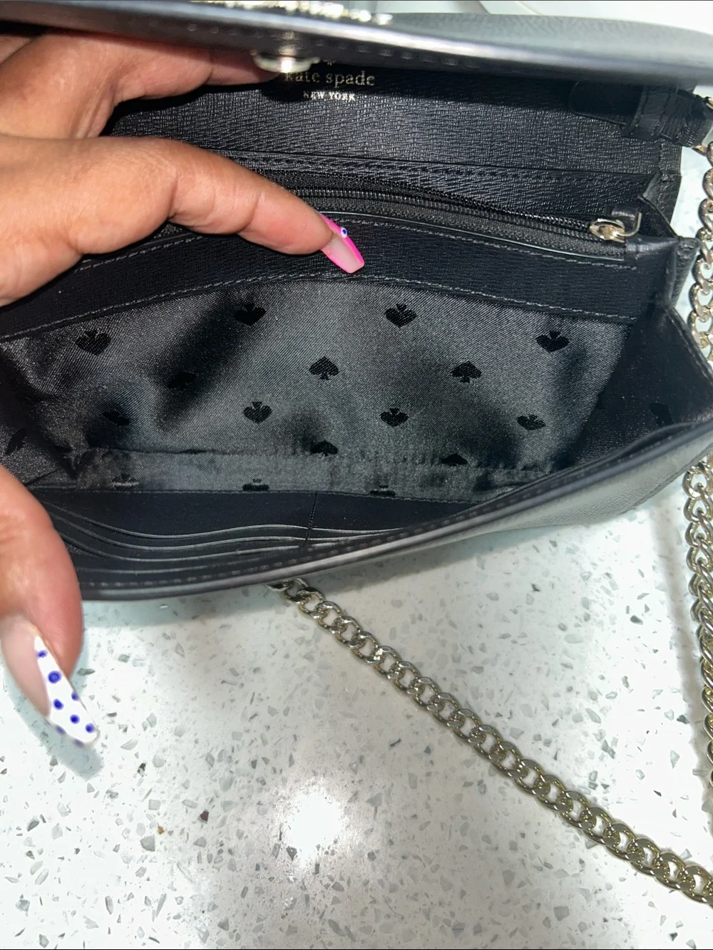 EUC Kate Spade Black Crossbody Wallet on Chain